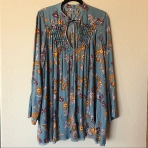 NWT Free People Large floral blue tent dress